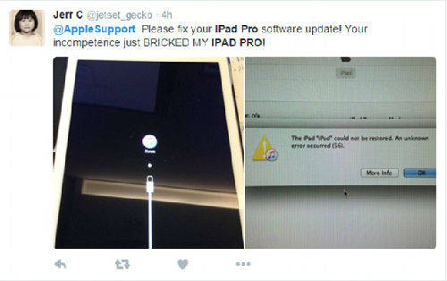 iOS 9.3.2刚一发布就有漏洞 iPad Pro变板砖