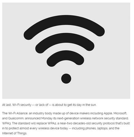 新版本WPA3将作为WPA WiFi身份验证标准被推出